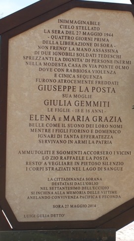 Sora, Eccidio famiglia La Posta: il commosso ricordo del sindaco