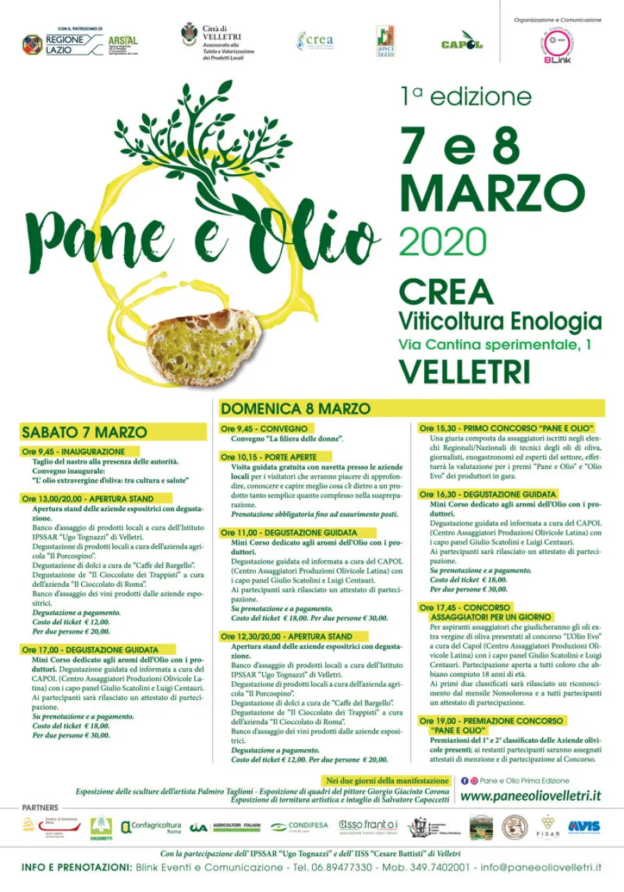 Velletri, "Pane e olio": un appuntamento all'insegna della riscoperta della qualità dei prodotti del territorio