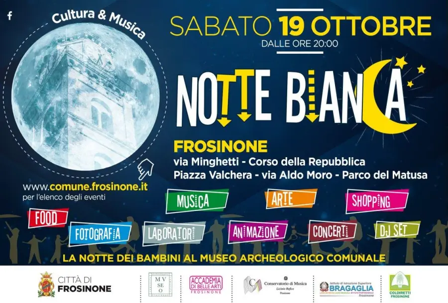 Frosinone, La Notte Bianca della Cultura e della Musica con più di 40 eventi