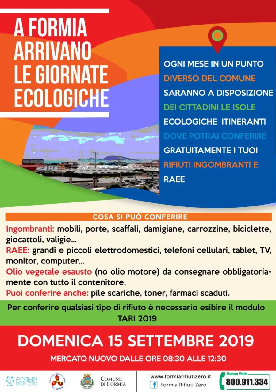 Formia, Giornate ecologiche: domenica presso il Mercato Nuovo