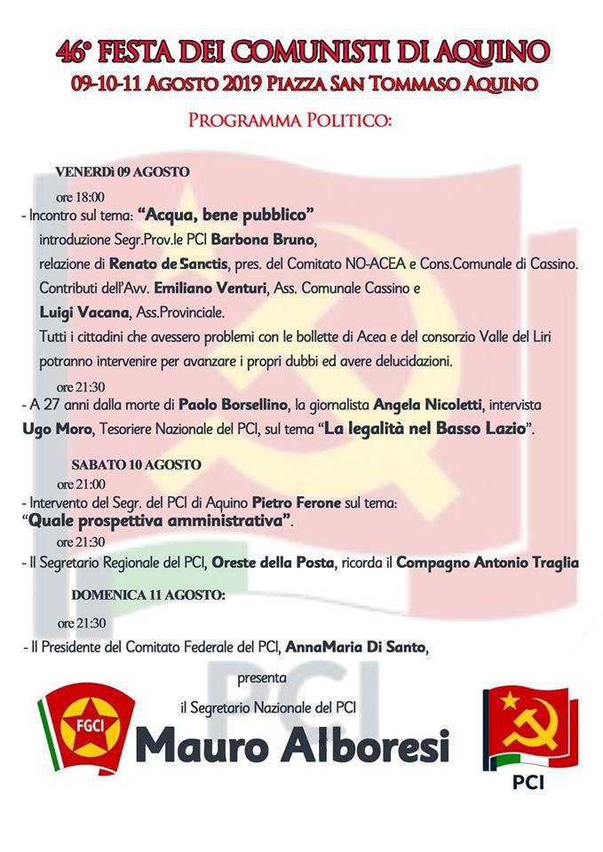 Aquino, 46esima Festa dei Comunisti