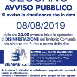 Ceccano, Disinfestazione sul territorio